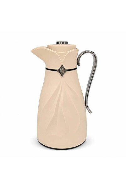 Awanimas Beige Hospitality Thermos with Black Chrome Touches 1 Liter Heat Pre...