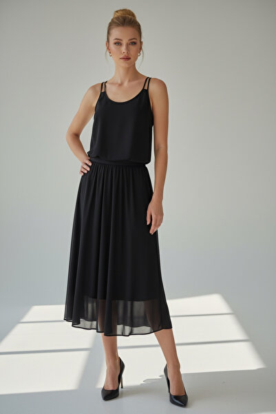 Pitti Rochie neagră de damă cu fustă evazată 51017