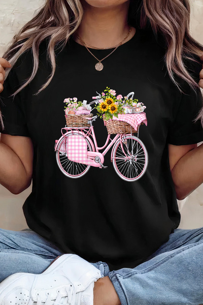 Sarah's Boutique Women's T-shirt – 100% cotton – Pink Bicycle