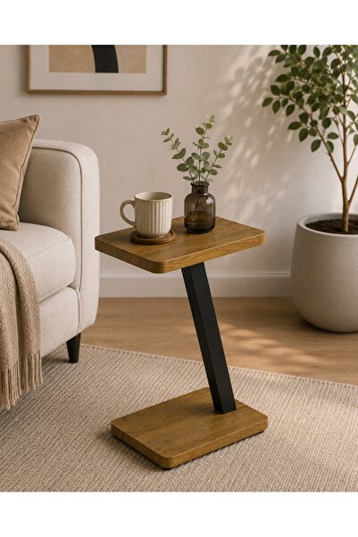 N.zone Modern Side Coffee Table with Sleek Wooden Top and Sturdy Metal Frame,...