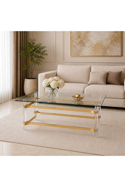 Generic Glass Top Meeting Table with High Class Acrylic Leg Frame in Stylish ...
