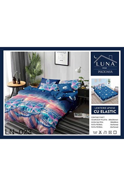 Pucioasa Finet type Duvet Cover Set 6 pieces, butterfly print, double bed, 2 ...