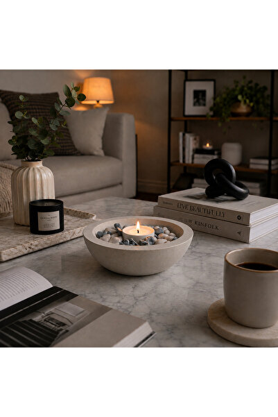 bi ondan bi bundan Minimalist Handmade Concrete Bowl |   22 cm Decorative Cof...