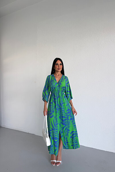 KAMACI BUTİK Double-breasted Collar Floral Patterned Dress