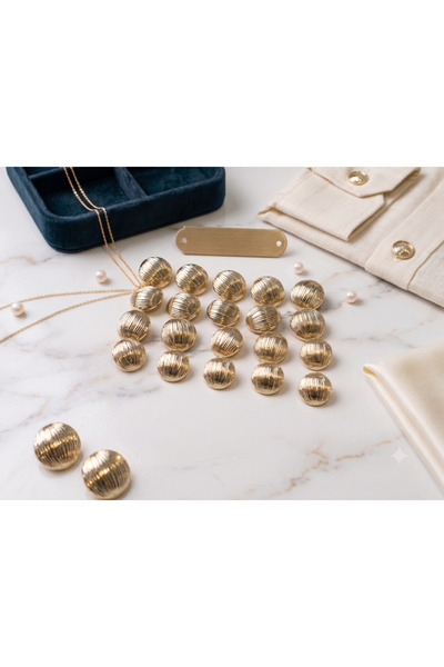 MADE Gold Çizgili Midye Desenli Metal Ceket Düğmesi - Lüks Blazer ,Elbise ve ...