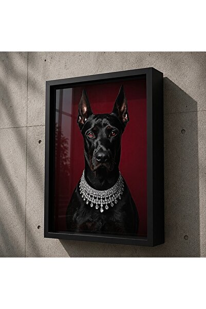 NOİRFRAM Noirframe® Doberman Shadow Box MDF Tablo – 40x50 Parlak Siyah Derin ...