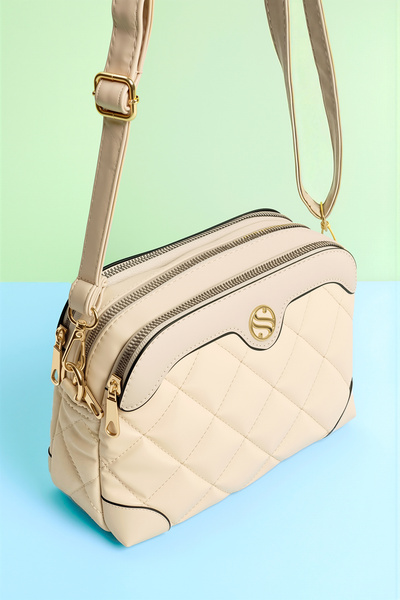 Lifonbag Women's Cream Kaptione 3-Compartment Adjustable Cross Strap Shoulder...