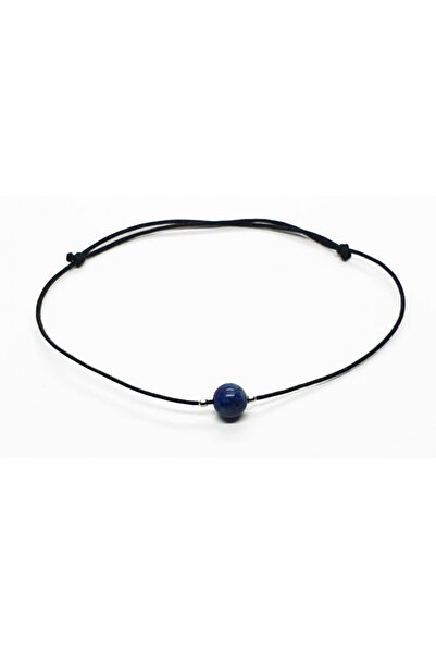 byRetroChique Bratara o piatra de lapis lazuli si bilute de argint