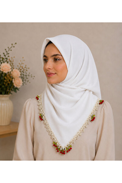 Butik Pamuklu Kiraz İnci Boncuklu Yazma