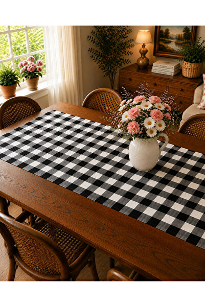 ŞAH TEXTILE DESIGN Damalı ,kareli runner sofra sunumu 40x110