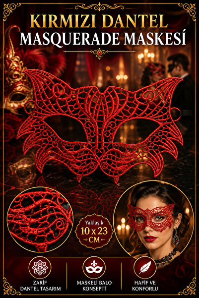 Tamsena Store Kırmızı Dantel Masquerade Maskesi Venedik Tarzı Maskeli Balo Pa...