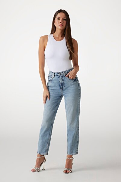 Guess Mom Jean Gues Kadın Jean Pantolon W2YA21D4NH6-AULI Mavi