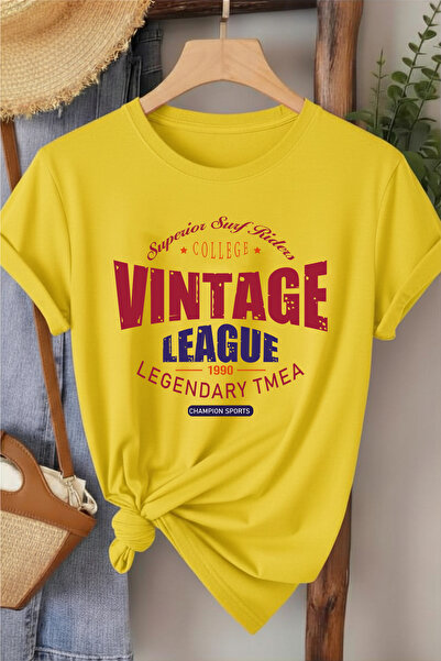 l'eivor Vintage League Printed Women's 100% Cotton T-Shirt