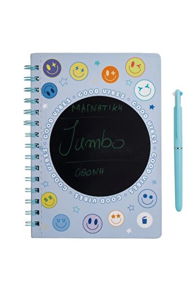 OEM Fancy A5 Notebook with Spiral Sky Blue Magnet LCD Screen & Pen - 80 Pages