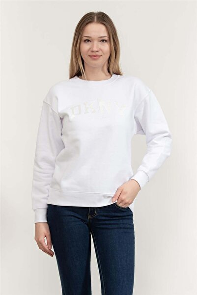 Dkny Kadın Bisiklet Yaka Sweatshirt Beyaz