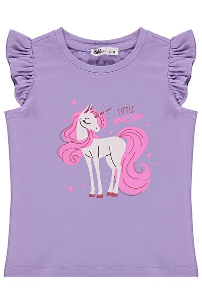 Civil Girls Unicorn Baskılı 2-5 Yaş Tişört - Lila