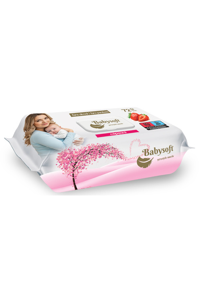 Babysoft Strawberry Scented Baby Wet Wipes, 72