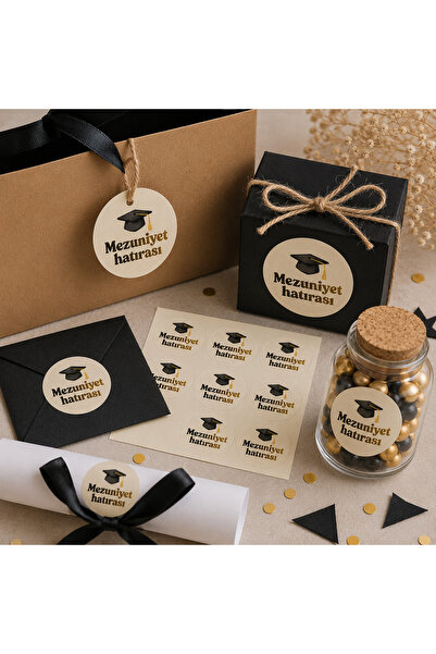 cyatelier Mezuniyet Hatırası Sticker Seti – Kep ve Diploma Temalı Hediye Etik...
