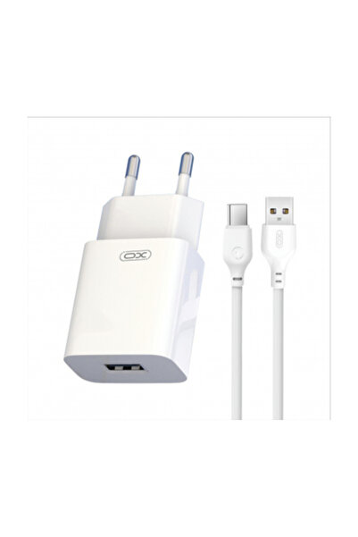 XO Design Mains charger with USB-C cable L99, 12W, 2.4A, 1 x USB-A, White