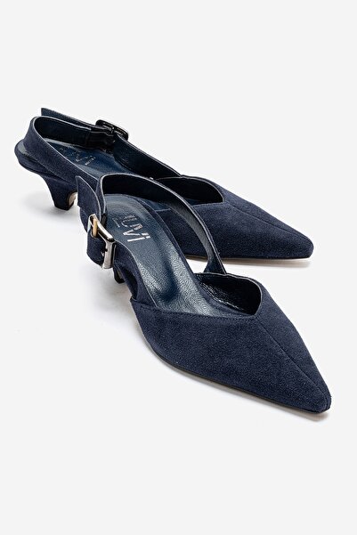 LuviShoes DIORIS tamnoplave ženske cipele od prave kože sa niskom petom
