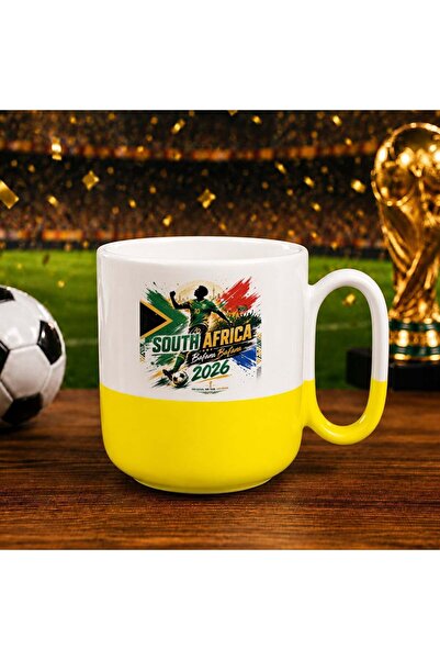 Bk Gift كأس سعيد باللون الأصفر بتصميم كأس العالم 2026 بتصميم مشجعي جنوب أفريقيا