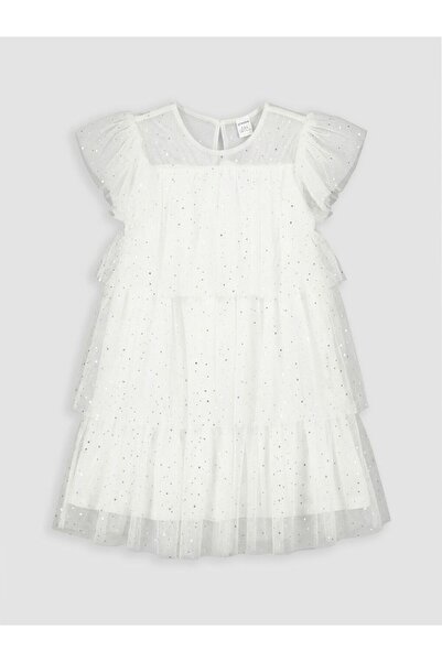 LC Waikiki Lcw Kids Crew Neck Printed Girls' Tulle Dress