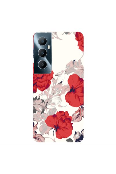 Other Realme C65 Red Flowers Transparent Silicone TPU Θήκη