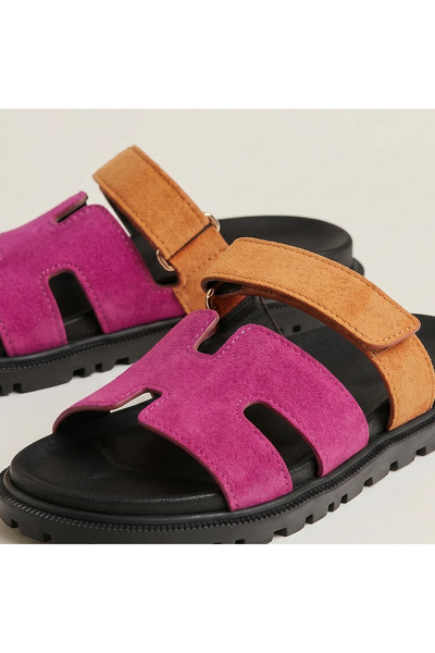 TopukTrend Women's Velcro Strap Suede Slippers Comfortable Sole Orthopedic Summer Casual Comfortable Non-Slip Sole Lightweight Stylish
