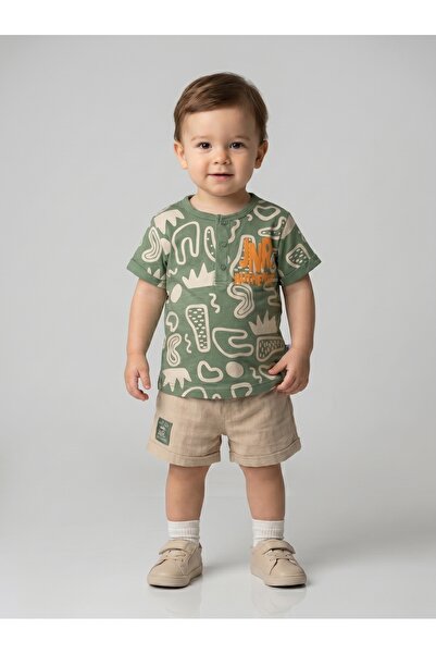 nazar baby Baby Boy Jnr Authentic Printed Muslin Shorts Set