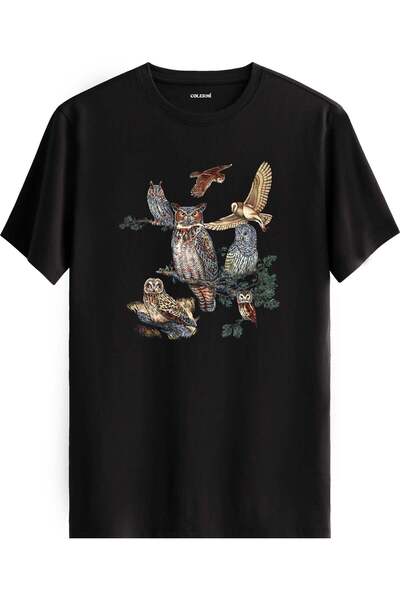 Colermi Owl Composition Nature Themed Artistic T-Shirt