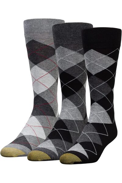 Generic Gold Toe Men's Carlisle Argyle Crew Socks, 3 Pairs