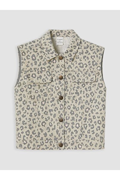 LC Waikiki LCW Kids Leopar Desenli Kız Çocuk Gabardin Yelek