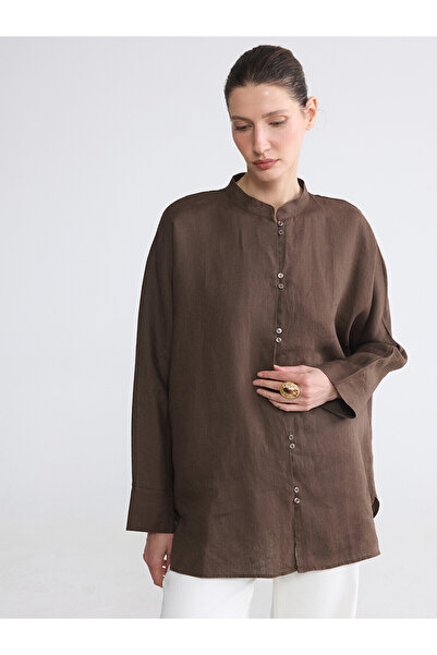 LC Waikiki Yk Plus Farkiyla Oversize Women's 100% Linen Shirt Tunic