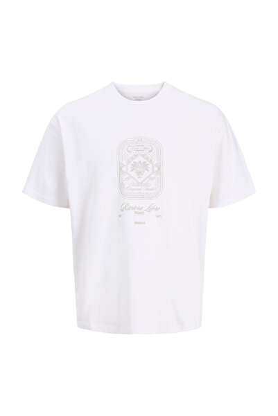 Jack & Jones Beyaz Erkek T-Shirt 12295059 JORCASSIS TONAL TEE C NECK