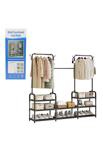 Zenorius Dulap Organizator Metalic 164x137x26cm, cu 2 Bare pentru Haine și 3 ...