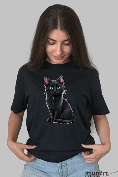 GILDAN Tricou Pisica Neagra Cu Ochi Albastri