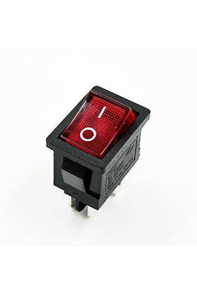 Global Dünya Gümrük 5 Adet KCD1-D 4 Pin Kırmızı Işıklı Rocker Switch On-Off E...