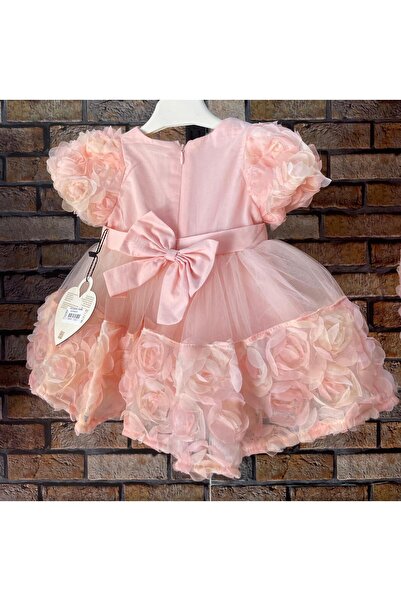 Moonstar Pembe Gül Desenli Elbise Bebek ve Çocuk