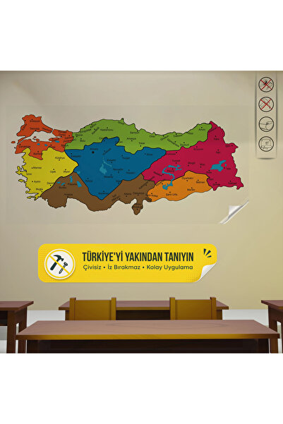 Tutunabilir Kağıt Statik Tutunma Özellikli Şeffaf Renkli Türkiye Bölgeler Har...