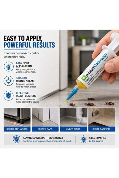 Genenic Cockroach Advion Cockroach Gel Bait 30g Powerful Roach Killer, Fast Acting Insecticide Gel for Home Kitchen & Bathroom, Long Lasting Pest Control Solution