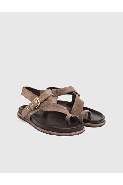 İLVİ Delane Genuine Suede Leather Women's Beige Sandals
