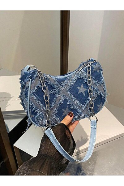 ORVILLA Fashionable Design Star Tassels Denim Shoulder Bag Women Crossbody Ba...