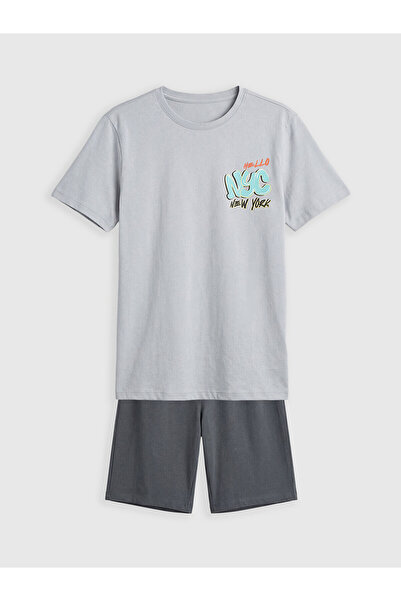 LC Waikiki Peak New Season New York Printed Boys' Shorts Pajama Set