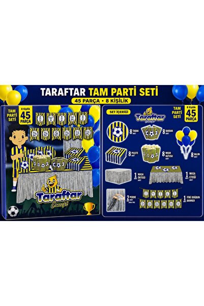 Dizayn Parti Evi Taraftar Konsept Doğum Günü Parti Seti 45 Parça 8 Kişilik Sa...