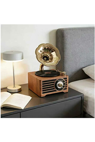 Everton RT-603 Nostaljik Gramofon Tasarım Bluetooth Hoparlör Şarjlı FM Radyo ...