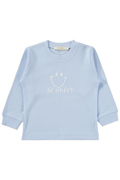 Minidamla Gülen Yüz Baskılı 1-7 Yaş Pijama Takımı - Mavi