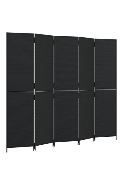 vidaxl Separator de cameră cu 5 panouri, negru, poliratan