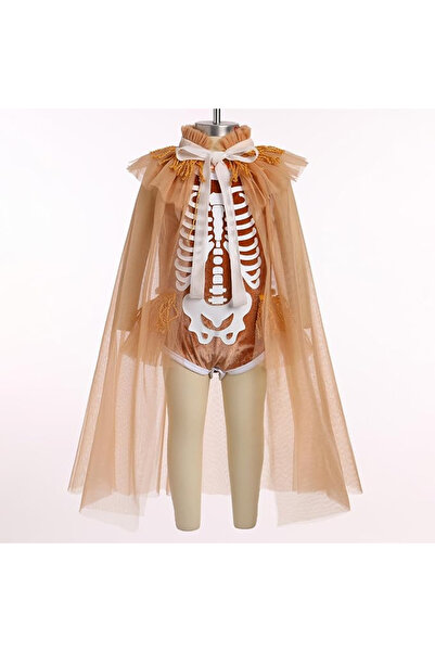 OEM Costum Schelet Fetita Halloween, cu Body catifea si Capa din Tulle – Cost...