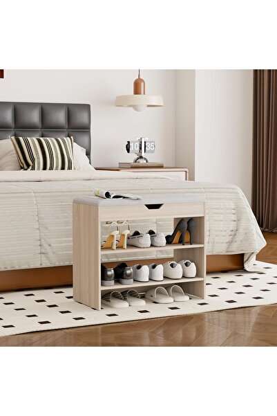 Topone1Topone1 60cm two-tier shoe cabinet with a cushioned bench and flip-top...