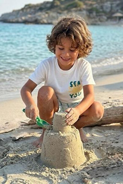 NOBLEKIDS Boy's Beach Themed Back Print T-Shirt and Shorts Set Mint Green